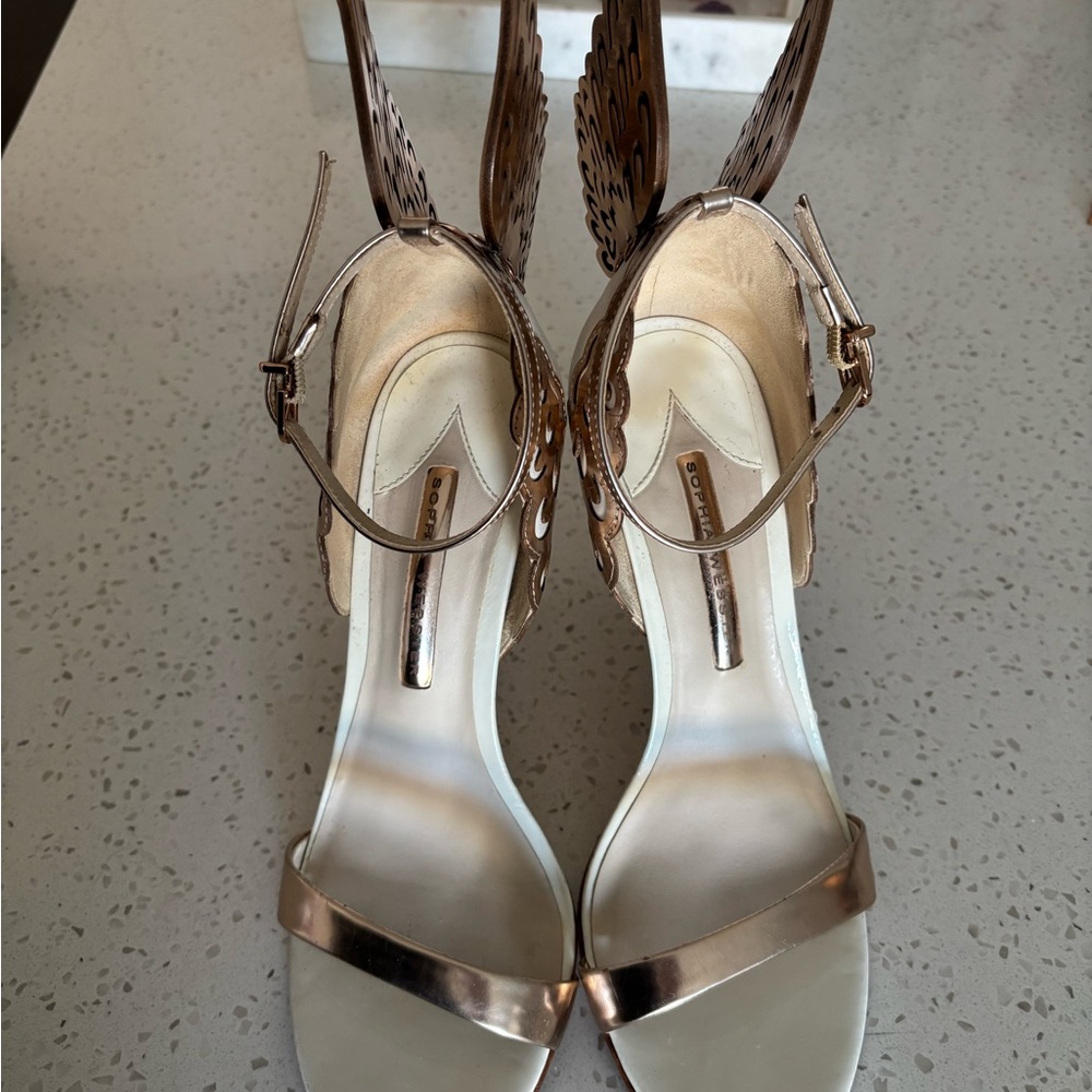 Gold Stiletto Heels with Ankle Straps